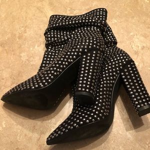 Ladies black and silver studded bootie